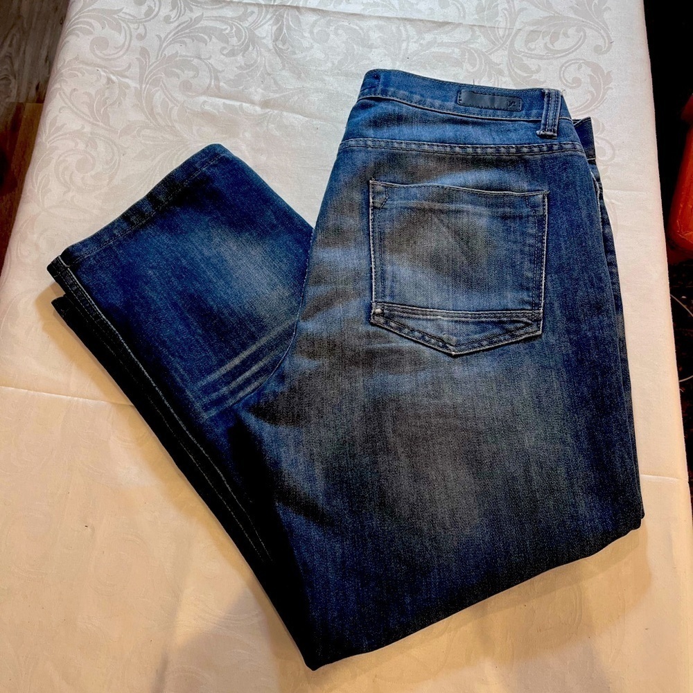 PD&C Slim Straight Jeans Men’s, 34x30 Mild Distress Vintage Inspired Soft denim